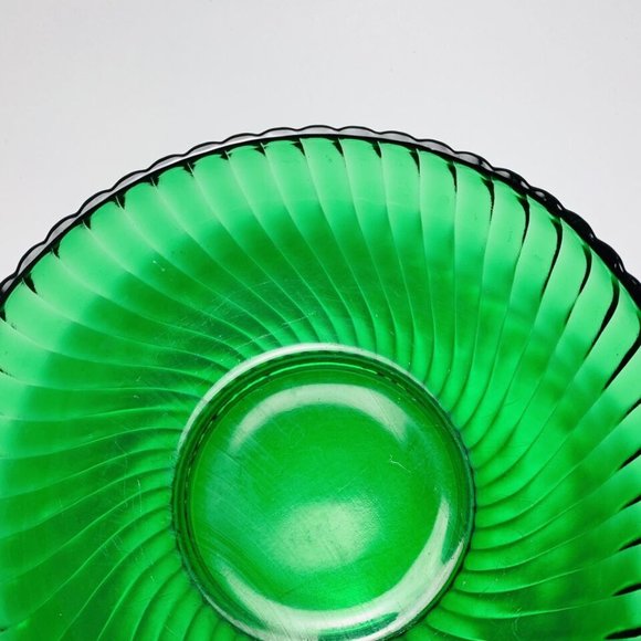 Anchor Hocking Forest Green Glass Candy Serving Bowl Swirl Pattern Vintage 6.5” - Picture 6 of 10